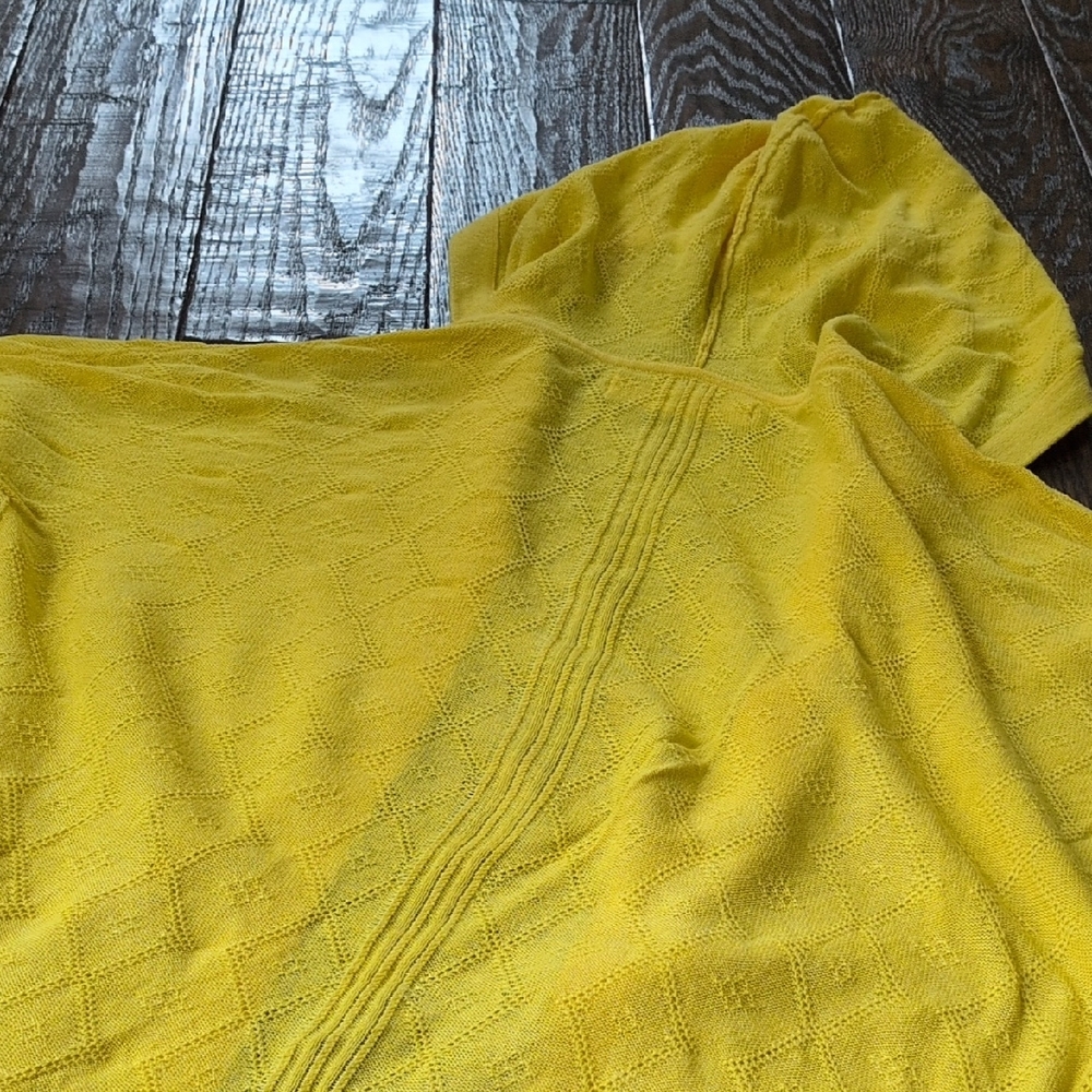 ANTHRO I Yellow Lightweight Knit Hooded Open Cardigan Sweater by Sparrow, M - Picture 4 of 12